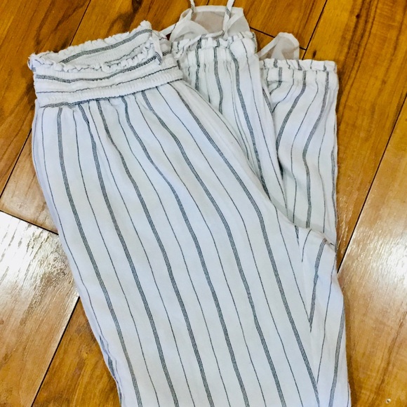 American Eagle AEO linen beach pants coastal stripes small -26 inseam - Picture 6 of 9